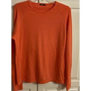 J.McLaughlin Orange Cotton Modal Button Cuff Crewneck Raglan Sweater Womens L